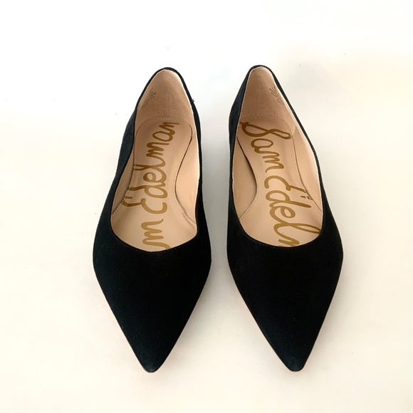 Sam Edelman Sally Black Suede Ballet Flat Shoes Pointed Toe Leather Loafers 7.5 - Picture 6 of 8